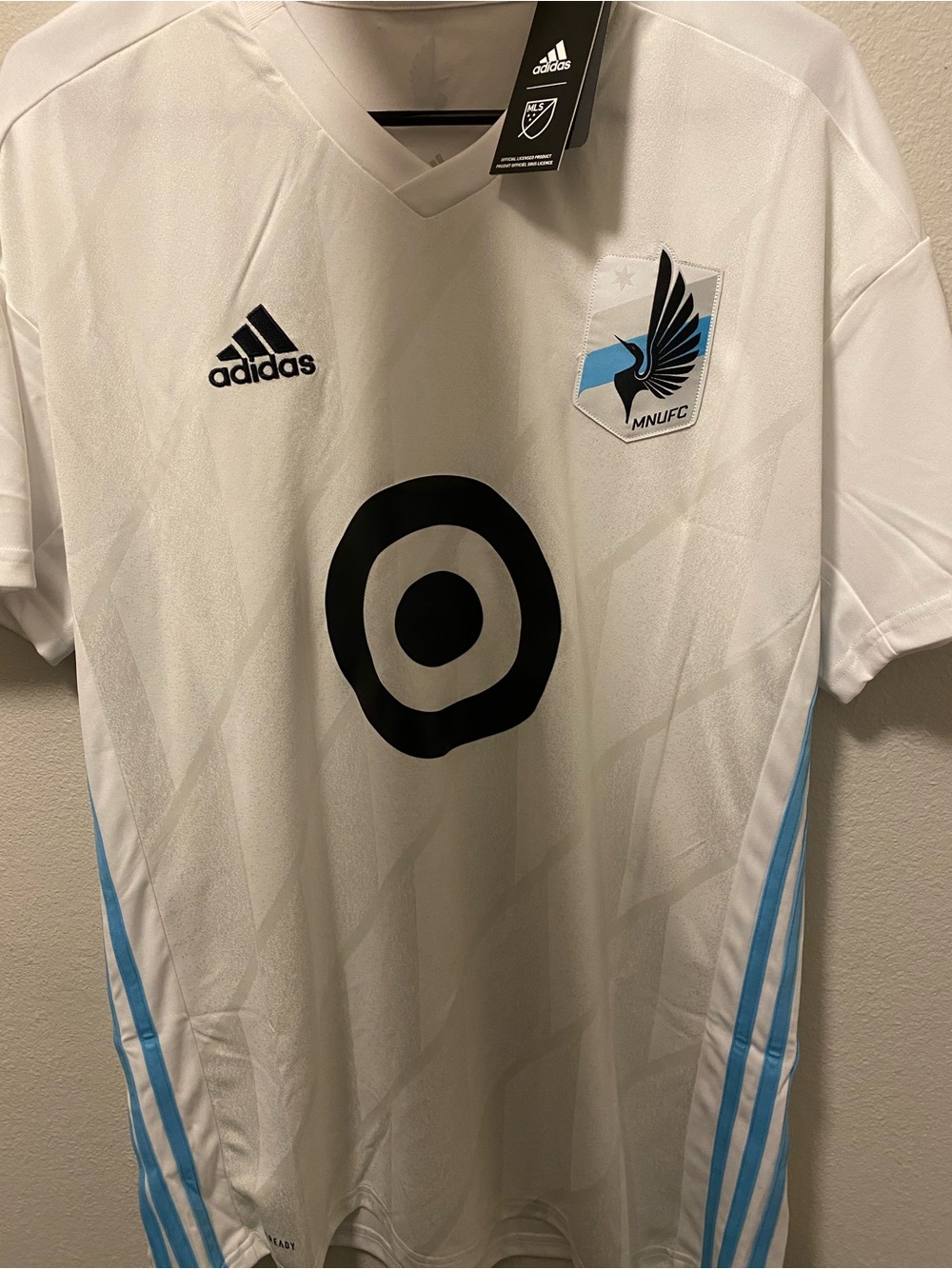 adidas White and Sky Blue Minnesota United FC Home Jersey